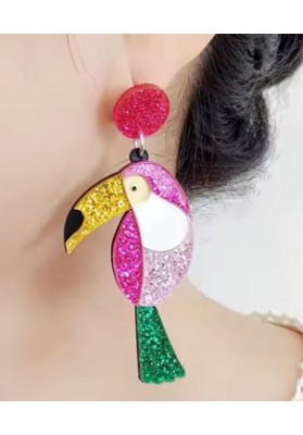 Boucles d'oreilles paillettes perroquet