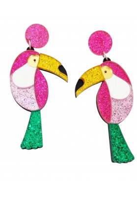Boucles d'oreilles paillettes perroquet