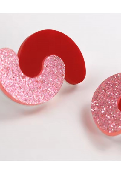 Boucles d'oreilles Kelly rose et rouge à paillettes