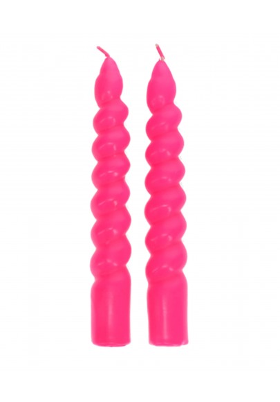 Bougies torsadées rose fluo pack de 2 marque rex london