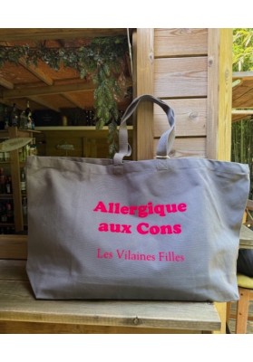 Sac XXL en coton Allergique aux cons coloris Gris marque les vilaines filles