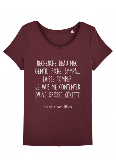 Tee-shirt col rond Recherche beau mec bio