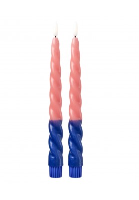 Bougies torsadées led bleu et rose pack de 2 marque rice