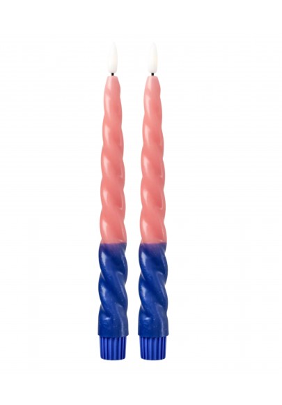 Bougies torsadées led bleu et rose pack de 2 marque rice