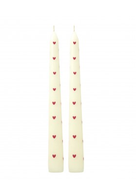Bougies coeurs beige et rouge pack de 2 marque rice