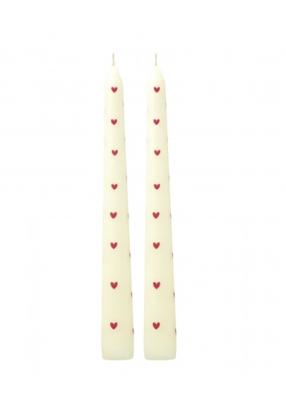 Bougies coeurs beige et rouge pack de 2 marque rice