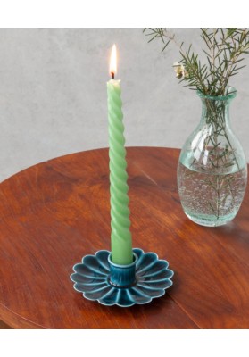Bougeoir chandelier fleur en email Bleu