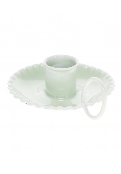 Bougeoir chandelier en email gris