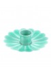 Bougeoir chandelier fleur en email Bleu aqua
