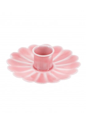 Bougeoir chandelier fleur en email Rose foncé