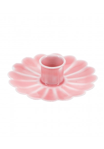 Bougeoir chandelier fleur en email Rose foncé