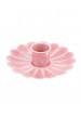 Bougeoir chandelier fleur en email Rose foncé