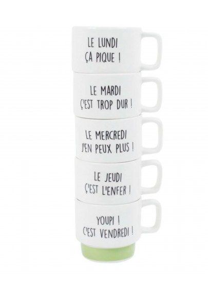 Lot de 5 tasses pour la semaine