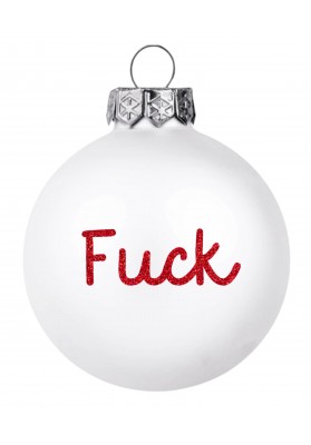 Boule de noël F*CK à paillettes rouge Blanc mat