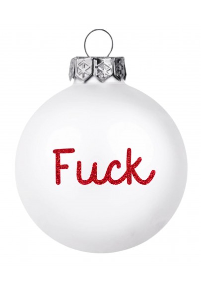 Boule de noël F*CK à paillettes rouge Blanc mat