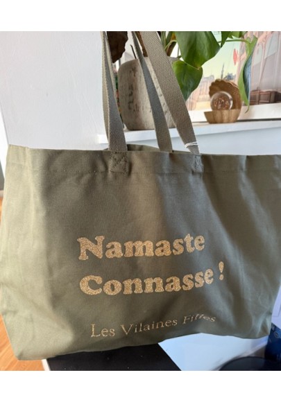 Sac XXL en coton Namaste Connasse coloris kaki marque les vilaines filles
