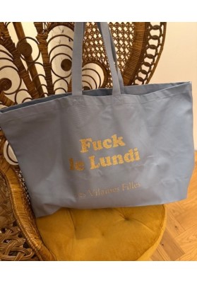 Sac XXL en coton le lundi coloris Bleu marque les vilaines filles