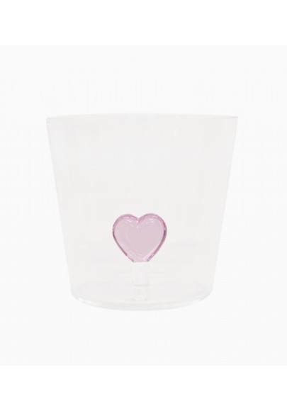 Gobelet en verre 3D coeur rose