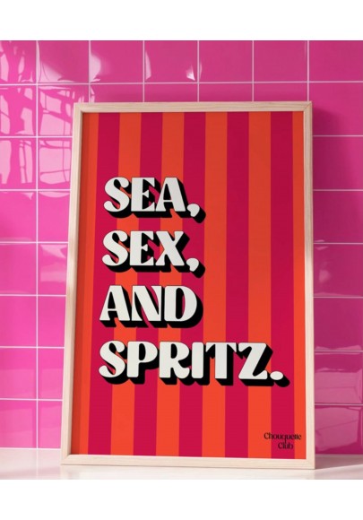 Affiche Sea, sex and spritz rayée