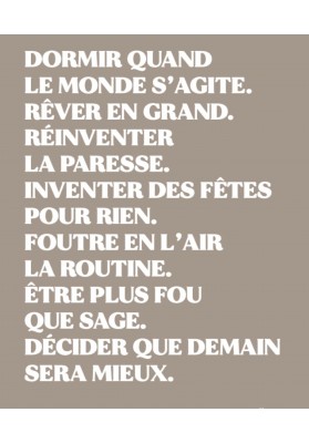 Affiche Dormir quand le monde s'agite beige et blanc