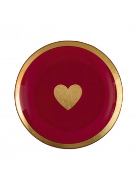 Petit vide poche rond COEUR doré et bordeaux