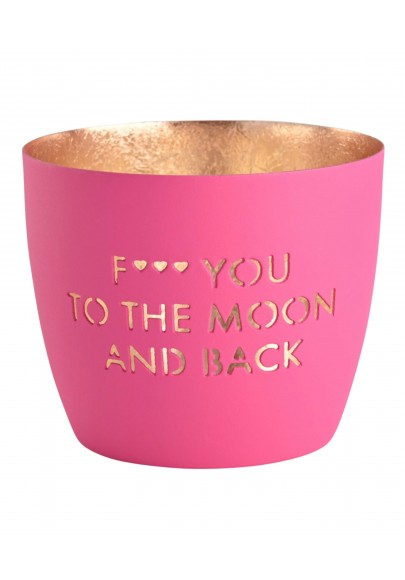 Photophore en métal rose fluo F*** you to the moon and back