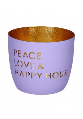 Photophore en métal Mauve peace, love and happy hours
