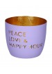 Photophore en métal Mauve peace, love and happy hours