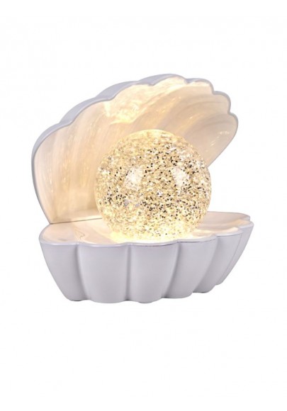 Lampe coquillage à paillettes Coloris blanc