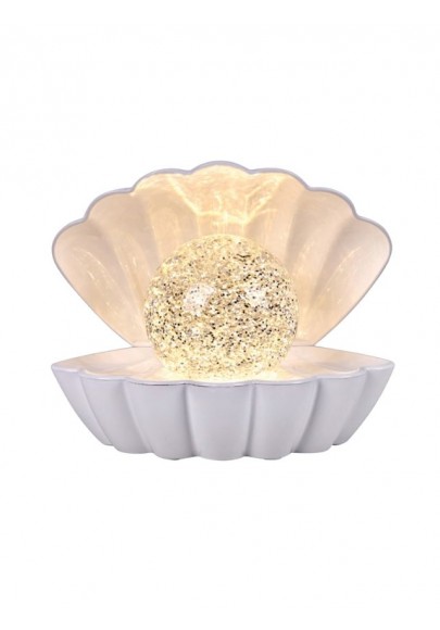 Lampe coquillage à paillettes Coloris blanc
