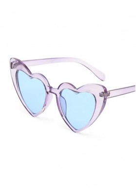 Lunettes de soleil coeur eighties Bleu translucides