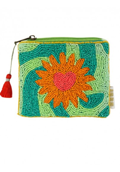 Pochette en perles de verre Soleil et coeur