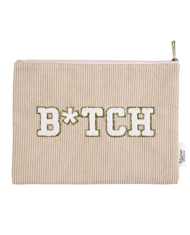 Pochette rose pale en velours  B*ITCH