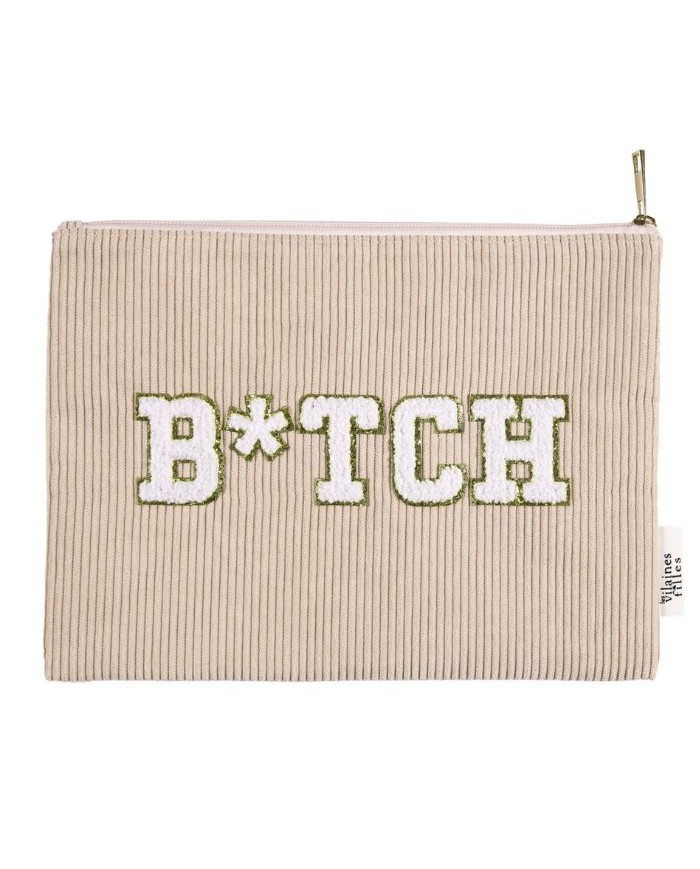 Pochette rose pale en velours  B*ITCH