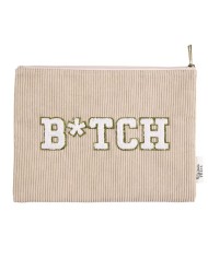 Pochette rose pale en velours  B*ITCH