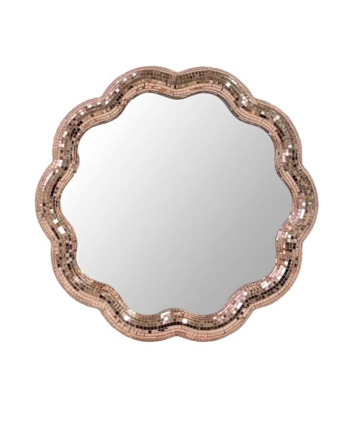 Miroir disco rond rose gold