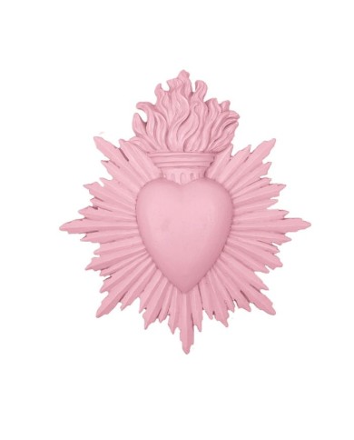 Ex voto rose coeur et flamme GM