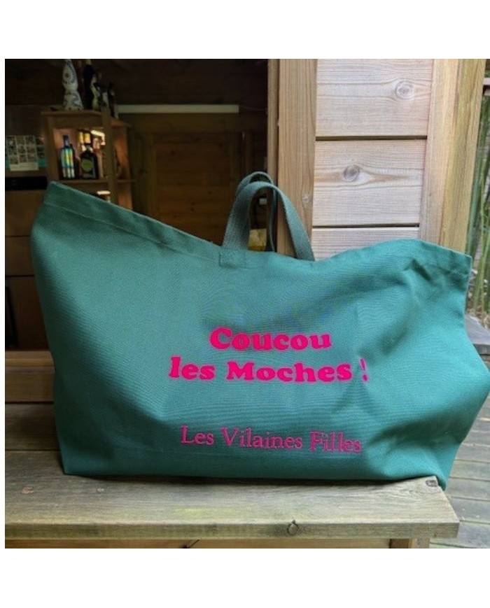 Sac XXL en coton Coucou les moches coloris Vert  marque les vilaines filles