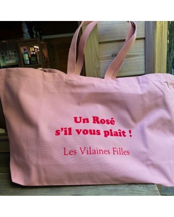 Sac XXL en coton Un rosé svp coloris Rose  marque les vilaines filles