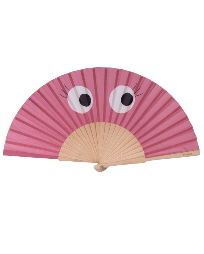 Eventail rose avec yeux