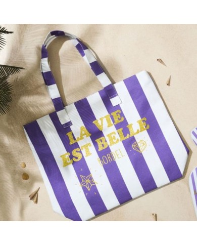 Sac rayé Violet La vie est belle bordel marque les vilaines filles
