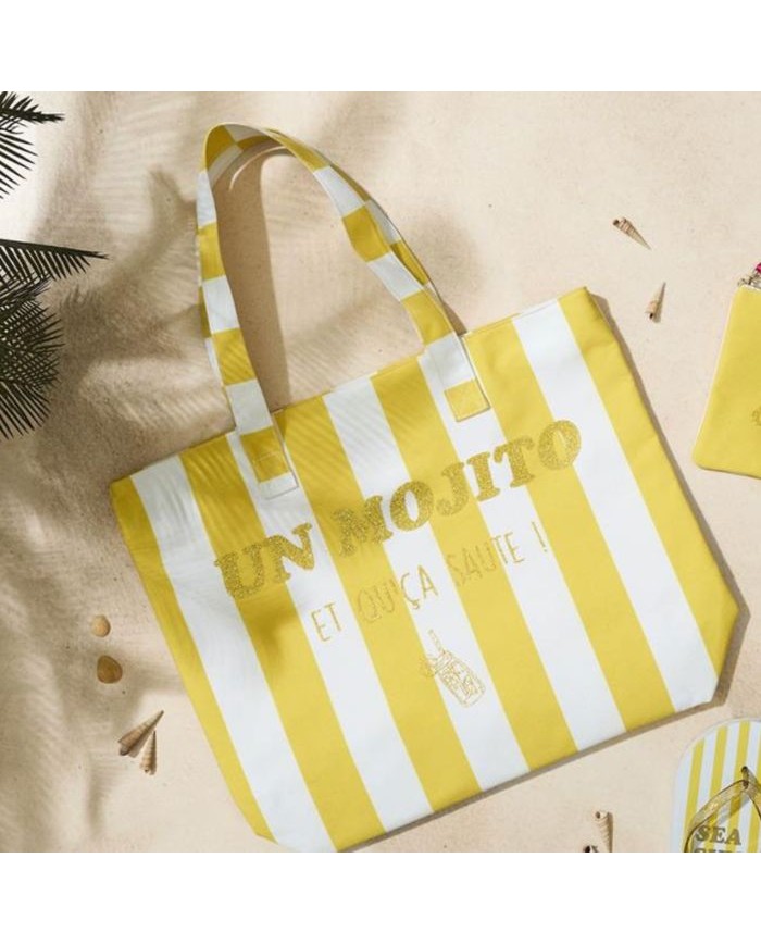 Sac rayé Jaune Un mojito et que ça saute marque les vilaines filles