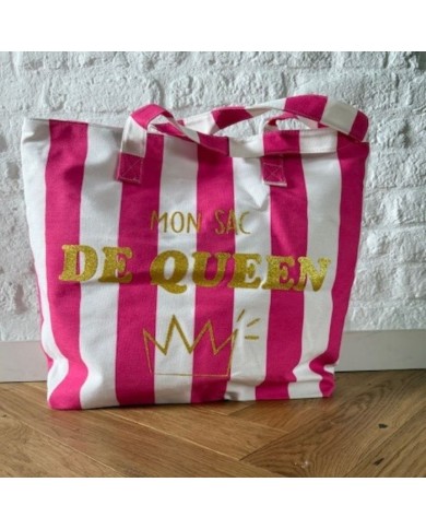 Sac rayé Fuchsia Mon sac de Queen marque les vilaines filles
