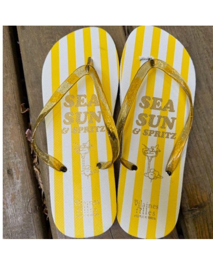 Tongs rayées à paillettes Jaune Sea sun et spritz