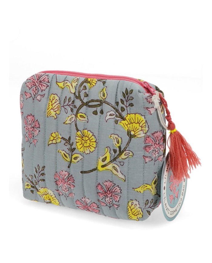 Trousse de maquillage matelassée bleu marque Rex London