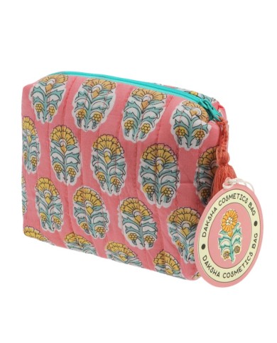 Trousse de maquillage matelassée rose marque Rex London