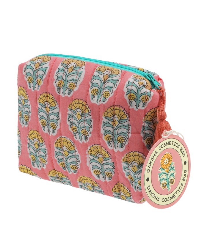 Trousse de maquillage matelassée rose marque Rex London