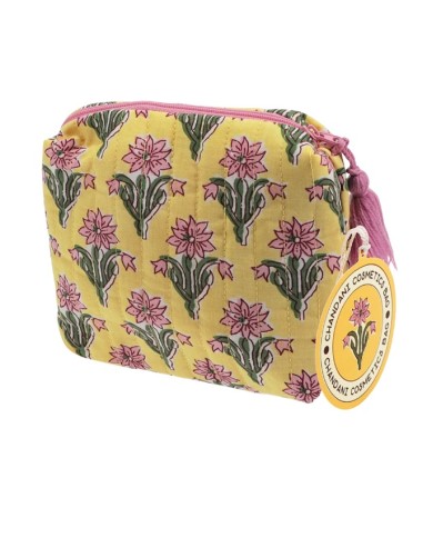Trousse de maquillage matelassée Jaune marque Rex London