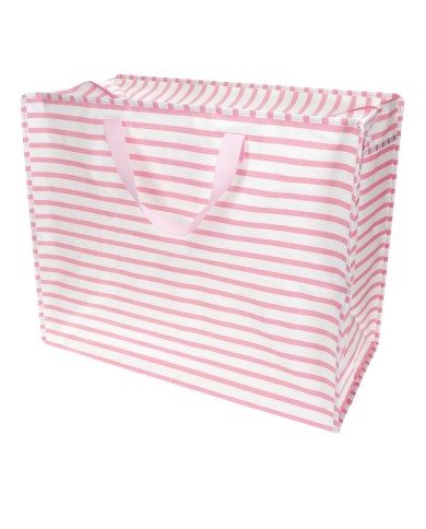 Grand sac de rangement rayures rose pastel marque Rex London
