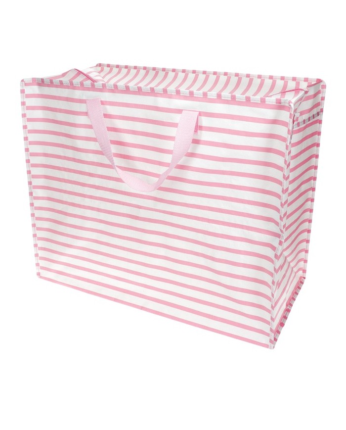 Grand sac de rangement rayures rose pastel marque Rex London